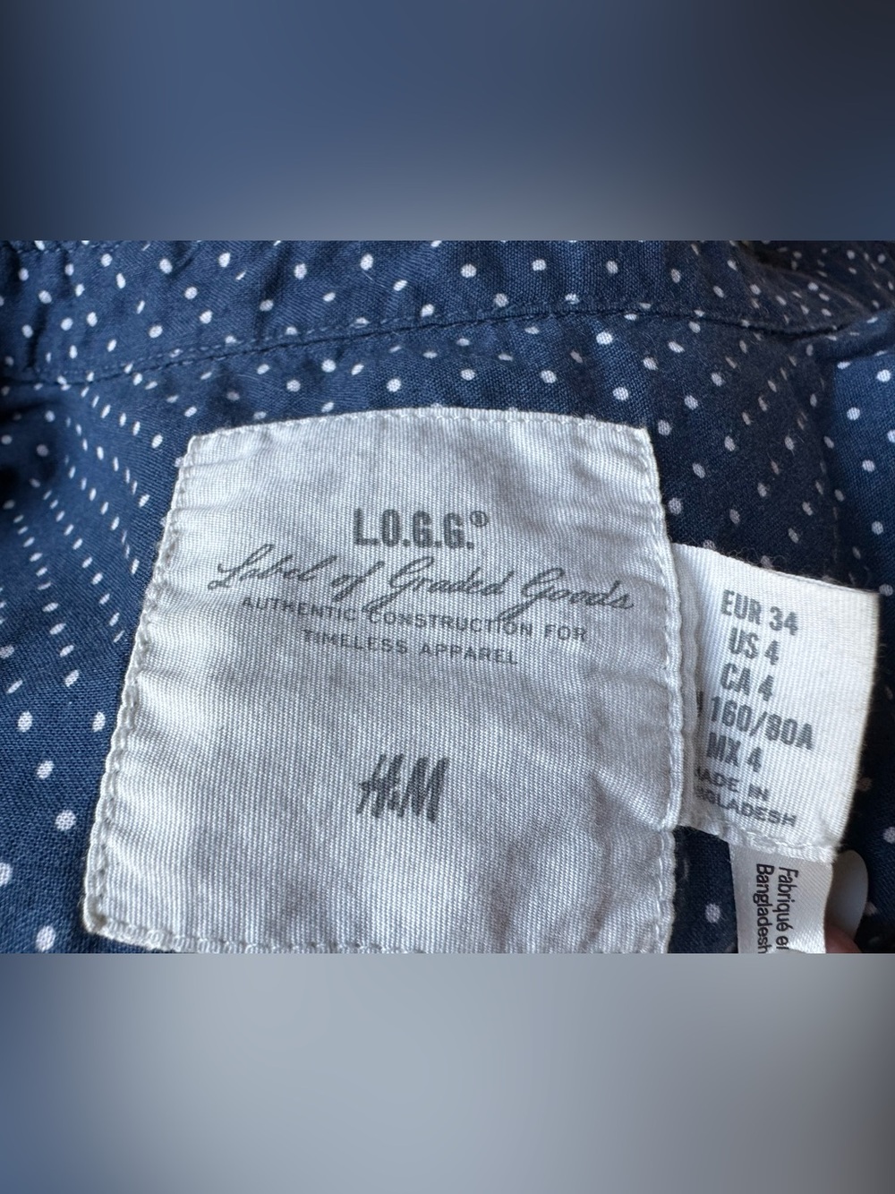 H&M Navy Blue Polka Dot Short-Sleeve Blouse - Picture 3 of 3